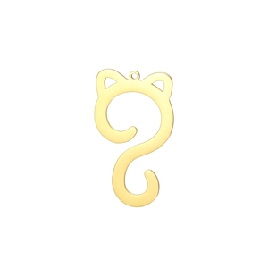 Minimalist 18K gold plated stainless steel cat silhouette pendant with polished finish