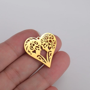 Stainless Steel Hollow Heart Pendant DIY Jewelry Making Accessories Artistic Face Silhouette Love Charm For Necklaces Earrings