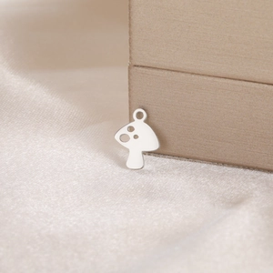 Pendentif champignon poli en acier inoxydable 304 pour bijoux DIY sur soie