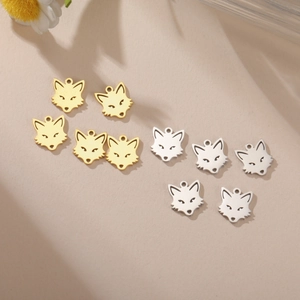 Mix of 10 gold and silver fox head stainless steel charms for DIY jewelry making