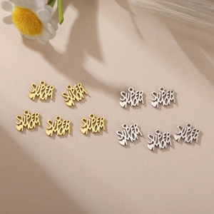 Pendentifs Super Mom en acier inoxydable 304 or et argent pour bijoux DIY