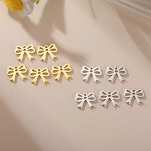 Pendentifs nœuds évidés en acier titane doré et argenté pour bijoux DIY