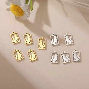 Miniature fox silhouette charms in gold and silver stainless steel for DIY jewelry