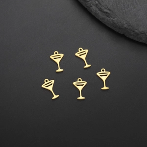 Stainless Steel Mini Wine Glass Martini Champagne Pendants Gold Silver DIY Jewelry Making Charms Necklace Bracelet Accessories