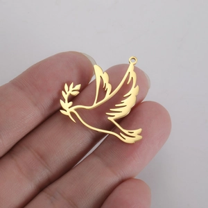Stainless Steel Peace Dove Olive Branch Pendant Only Without Chain DIY Jewelry Accessories For Necklace Making