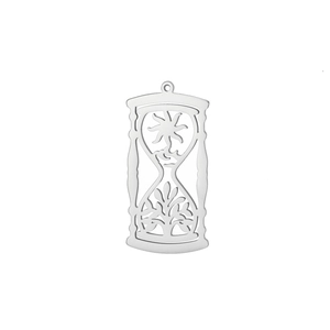 Stainless steel hourglass pendant featuring a sun and tree of life hollow cutout design