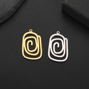 Pendentifs géométriques tourbillonnants en acier inoxydable coloris or et argent