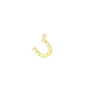 Polished gold horseshoe pendant for DIY jewelry with classic U-shape and small holes
