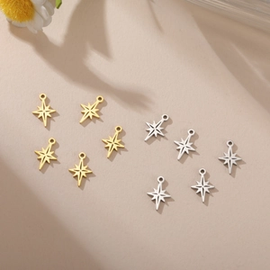 Détails de petits pendentifs en forme d'étoile dorés et argentés pour bijoux DIY