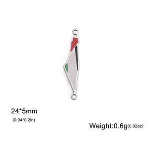 Vista detallada del colgante mapa de Palestina esmaltado con dimensiones
