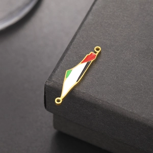 Colgante mapa Palestina chapado en oro 18K con esmalte para collares y joyería DIY
