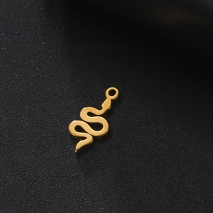 Pendentif serpent doré en acier inoxydable poli avec anneau pour création de bijoux
