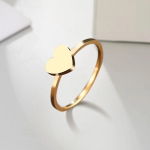 Minimalist Heart Ring Stainless Steel Gold Silver Plated Polished Finger Ring For Women Valentine Day Jewelry Gift
