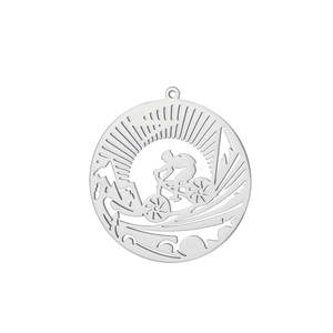 Silver stainless steel hollow mountain biking pendant for DIY jewelry making