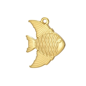Golden stainless steel tropical fish pendant with textured fins for DIY jewelry making