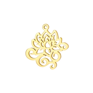 Colgante de flor de loto en acero inoxidable dorado con diseño de filigrana