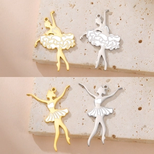Pendentifs ballerine en acier inoxydable poli or et argent pour la création de bijoux DIY