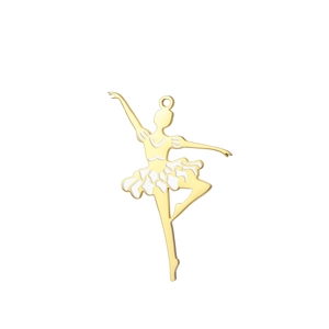 Pendentif ballerine dorée avec robe en émail blanc pour bijoux DIY et colliers