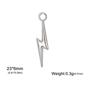 Macro view of 23x6mm stainless steel lightning bolt pendant for DIY jewelry making
