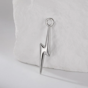 Minimalist Stainless Steel Lightning Bolt Pendant DIY Jewelry Making Accessories Polished Mirror Charm For Necklace Earring
