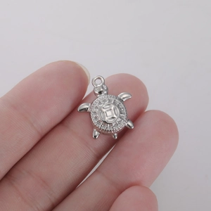 Vue détaillée d'un pendentif tortue en argent avec motif de pièce traditionnelle