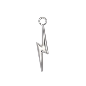 Polished stainless steel lightning bolt pendant connector with top loop for DIY jewelry