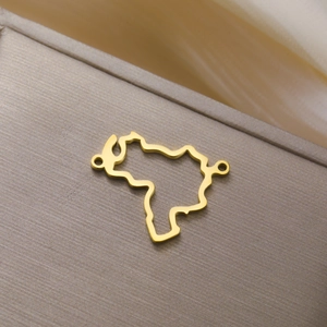 Goldener Venezuela-Kartenanhänger aus Edelstahl für DIY Halsketten und Schmuck