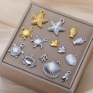 Pendentifs en Acier Inoxydable Créatures Marines pour Bijoux DIY Étoile de Mer Tortue Coquillage Crabe Conque Corail Homard