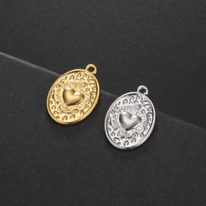 Gouden en zilveren 3D-hart roestvrijstalen hangers voor DIY-ketting sieraden maken