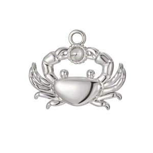 Pendentif crabe en acier inoxydable poli argenté pour colliers et bijoux marins