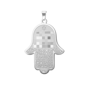 Pendentif main de Hamsa détaillé avec gravure de ville sur acier inoxydable de luxe