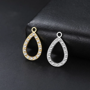 Stainless Steel Rhinestone Teardrop Pendants Geometric Hollow Design For Jewelry Making Pendant Only Without Chain