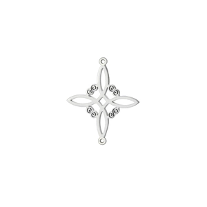 Detailed view of silver Celtic knot and star pendant with double link connectors