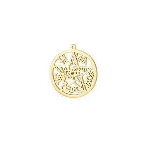 Golden stainless steel Celtic pentagram pendant with Tetragrammaton engraving