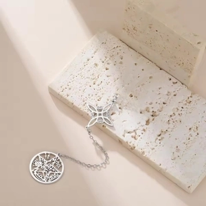Stainless Steel Celtic Knot Pentagram Pendant Hollow Mystical Tetragrammaton Charm For Necklace Making Vintage Jewelry Accessories