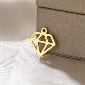 Pendentif en Forme de Diamant Évidé en Acier Inoxydable Mini Breloques Géométriques pour la Fabrication de Bijoux DIY