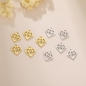 Pendentifs losanges évidés en acier inoxydable doré et argenté pour bijoux DIY