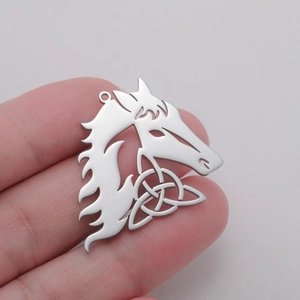 Celtic knot horse head pendant in silver finish for DIY jewelry necklace design