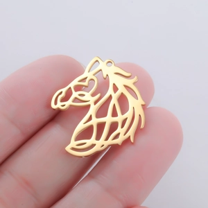 Stainless Steel Hollow Horse Head Pendant Animal Outline Charm For Jewelry Making Minimalist Necklace Keychain DIY Accessories