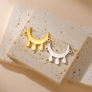 Golden and silver stainless steel crescent moon charms with three drop elements