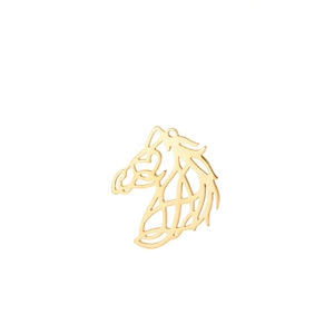 Minimalist golden hollow horse head pendant with sleek lines in polished stainless steel