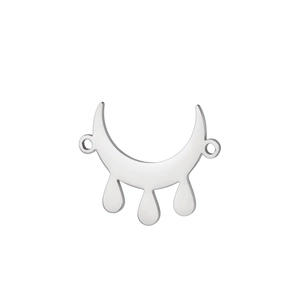 Polished stainless steel crescent moon pendant with teardrop charms for jewelry making