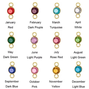 Set of 12 stainless steel birthstone connectors for DIY jewelry making with gold bezels