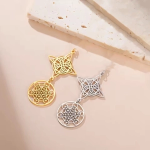 Ciondoli cubo di Metatron in oro e argento con nodo celtico per creazione di gioielli