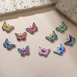Butterfly Stainless Steel Charms Colorful Printed Insect Pendants For DIY Necklace Bracelet Earring Making Jewelry Supplies