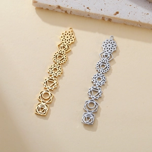Pendentif Symbole 7 Chakras en Acier Inoxydable Connecteur Ajouré pour Collier Bracelet DIY Matériel de Bijoux Yoga Méditation