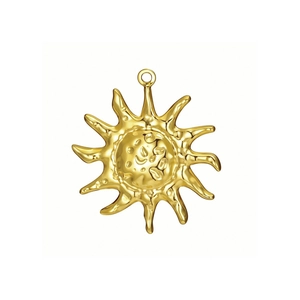 Polierter goldener Sonnenanhänger aus Edelstahl mit Gesicht für DIY-Schmuckherstellung