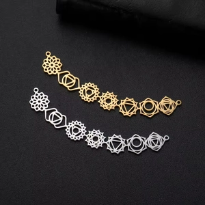 Pendentifs chakra en acier inoxydable or et argent pour la création de bijoux artisanaux
