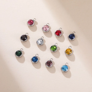 Set of 12 colorful stainless steel birthstone charms for DIY jewelry making and crafts