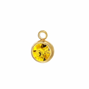 Stainless steel gold pendant with round yellow birthstone for DIY jewelry making